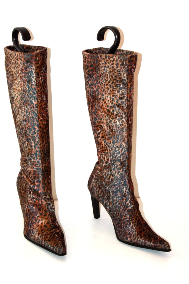 SAN MARINA Bottes Pointues Talons Textile Elastiqué Imprimé Léopard T 38 TTBE - Photo 1/4