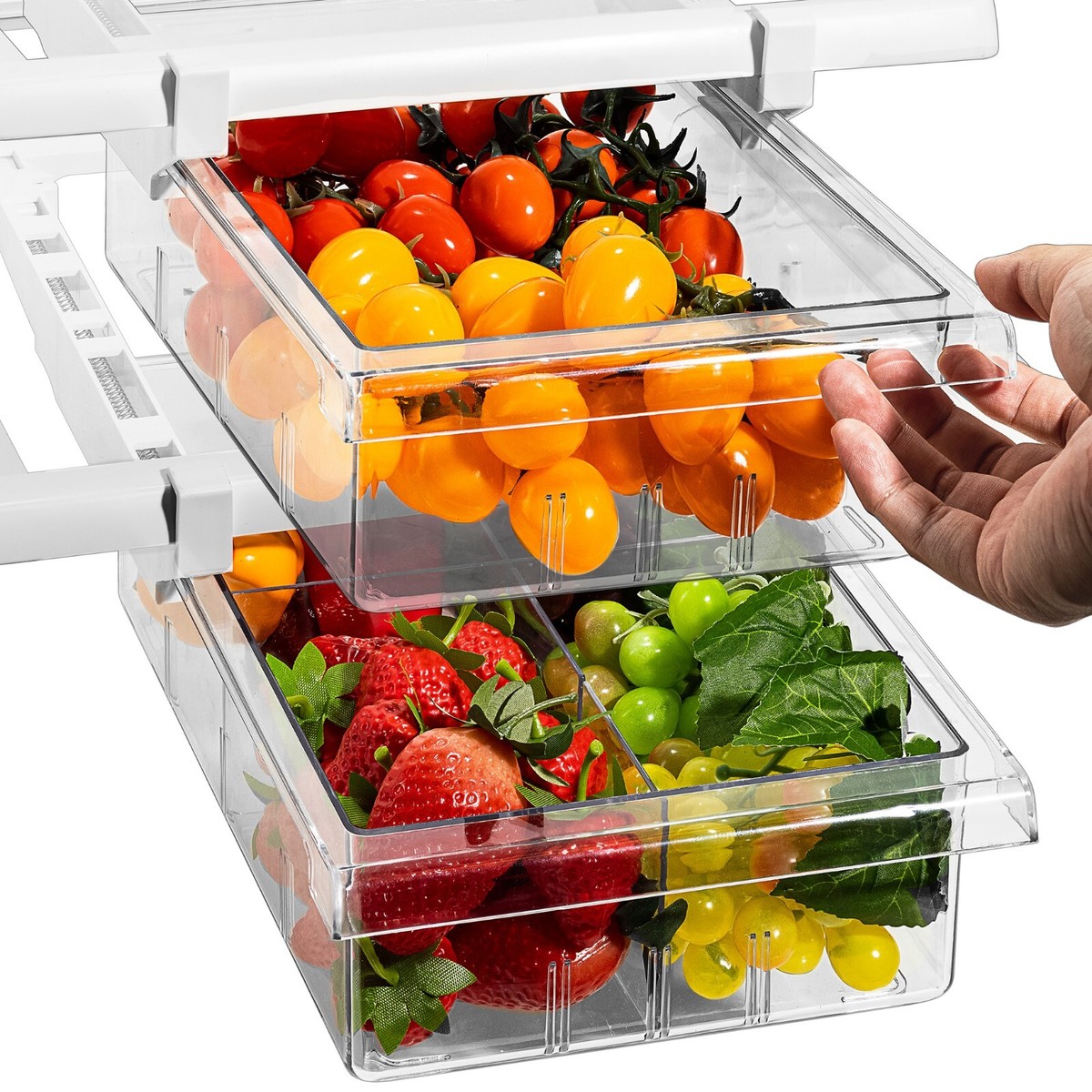 Sorbus Pull Out Fridge Drawer, 2 Attachable Deli Drawer with