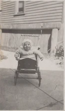 1910 RPPC Postcard "11 Month Old Joe waiting to race his stroller vs all takers