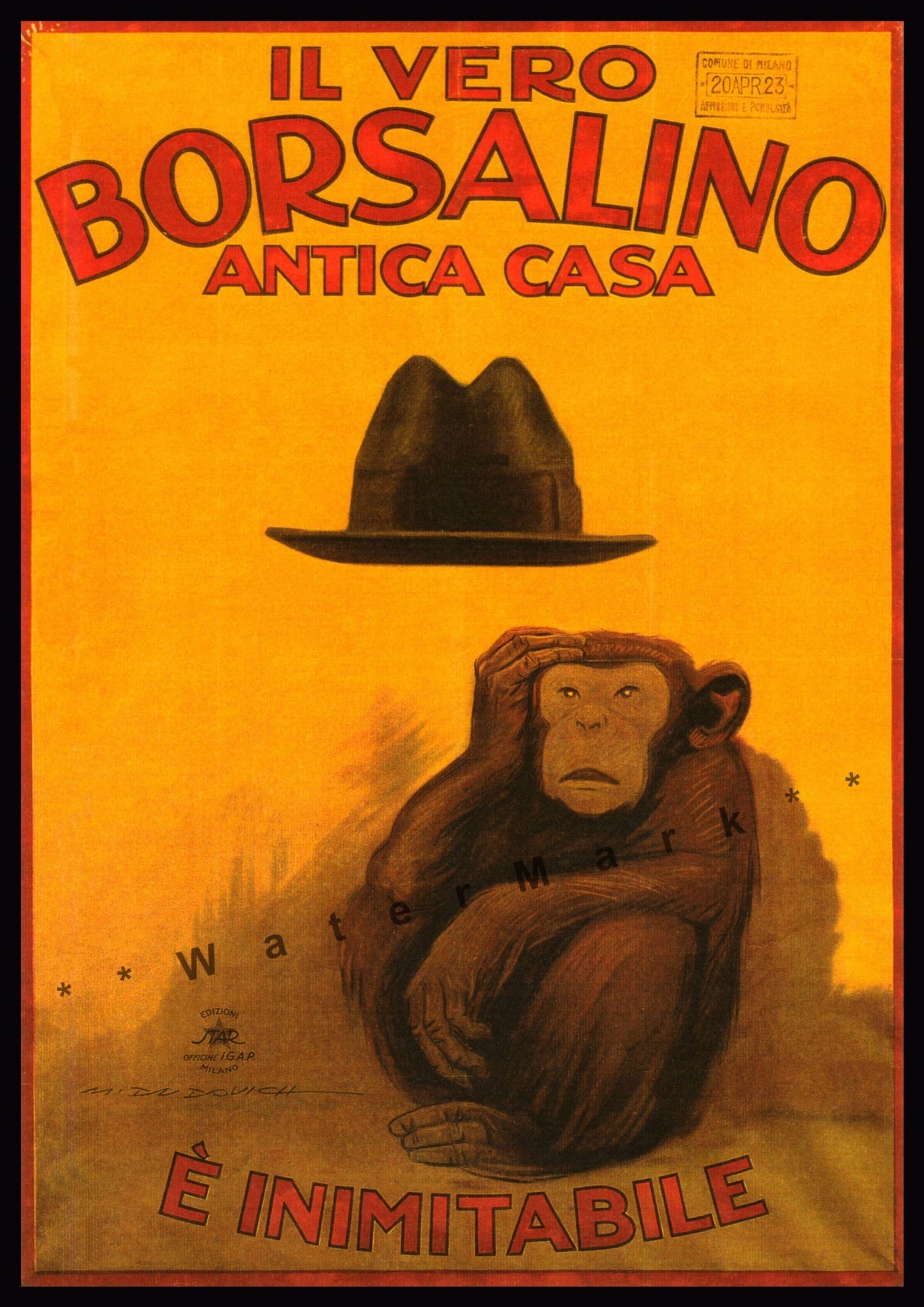 Borsalino 1910 Casa Moderna Vintage Fedora Italian Fashion Poster for Men  -image