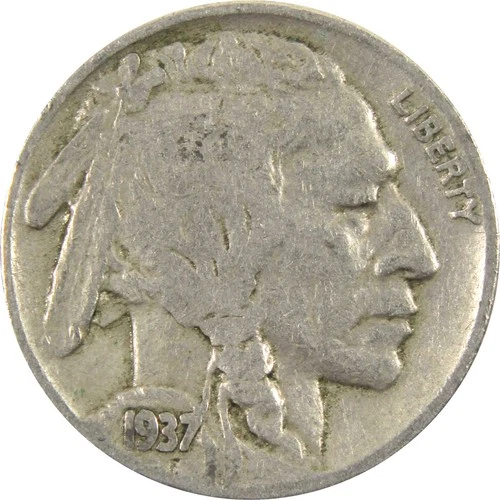 1937 Indian Head Buffalo Nickel Circulated 5c Coin Collectible