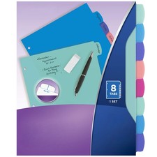 Organizer Dividers For Binders, 8 Tabs, Write Erase, Pastel