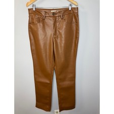 Good American Better Than Leather Faux Good Icon Pants Jeans Tan Women's 32