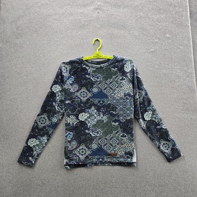 Sherpa Adventure Gear Women Sweatshirt MEDIUM Blue Floral Fleece Activewear