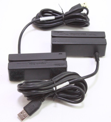 Lot of 2 ID Tech IDMB-334112B USB Magnetic Strip Readers - Black