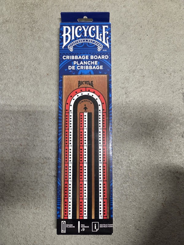 Bicycle 3-Track Color Coded Wooden Cribbage Board Games