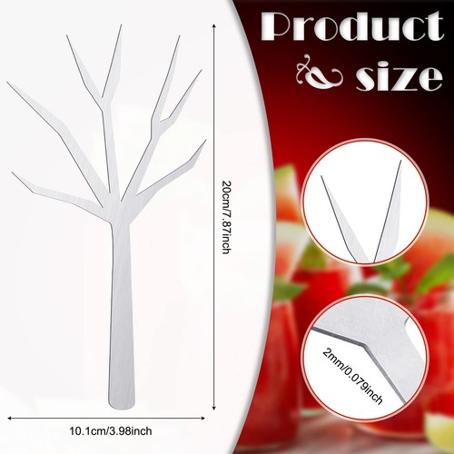Baderke 4 pcs Bloody Mary Tree Branches Skewers Stainless Steel Silver - Picture 2 of 7