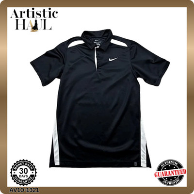 Nike Herren S schwarz/weiß gestreiftes Dri-FIT Polo Golf Shirt Kurzarm