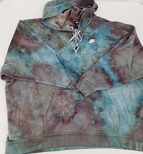 Nike Women's 2XL Hoodie Pocket Neck Strings Tie Procion Ice Tie Dyed Upcycled - Picture 3 of 22