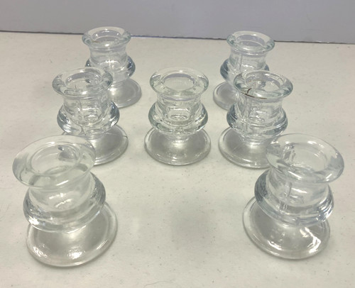 Clear Glass Candlestick Holders, Set of 7 Taper Candle Holders for Weddings, etc