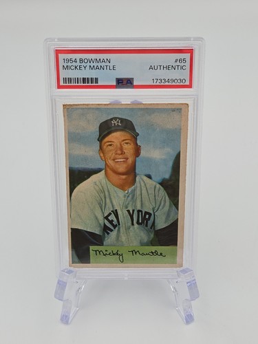 1954 Bowman Mickey Mantle #65 NY Yankees PSA Authentic Vintage Baseball Card HOF