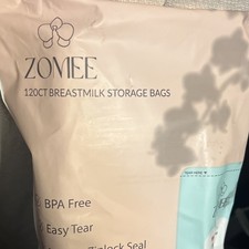 Zomee 120ct Breastmilk Storage Bags BPA Free Double Ziplock Self-Standing