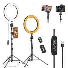 10" Ring Light with 55" Extendable Tripod Stands and Phone Holder, 10 inches