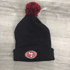 New Unbranded NFL San Francisco 49ers Black With Red Pom cuffed Beanie