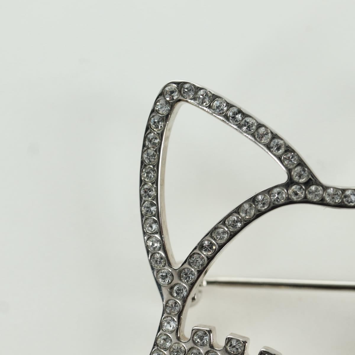CHANEL Cat Brooch metal Silver CC Auth ARZ169M | eBay