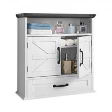 Bathroom Wall Cabinet, 2 Doors  Adjustable Shelf, Over the Toilet Storage Medic