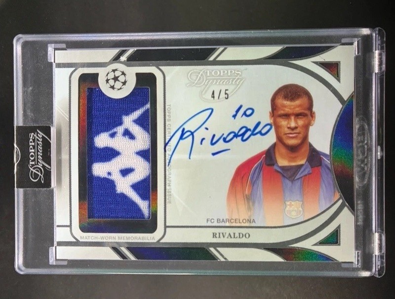 2024-25 Topps Dynasty UEFA Club Rivaldo 4/5 Auto Patch Autograph Kappa Barcelona