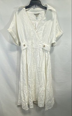 Banana Republic Women's White 100% Linen Short Sleeve Midi Dress NWT Sz S |  eBay