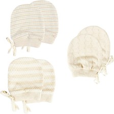 MOMSMENU Newborn Mittens No Scratch 100% Organic Cotton 3 Packs Mitts Baby