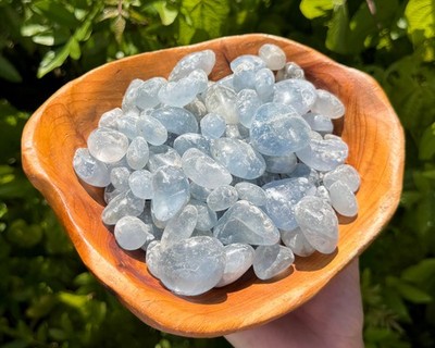Celestite Tumbled Stones CLEARANCE: Choose Ounces or lb Bulk Lots ('B/C' Grade)