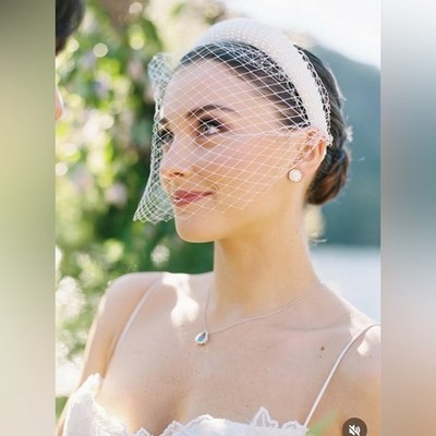 Wedding Veil French Netting Birdcage Headband Vintage French Birdcage Headband Veil with Rhinestones  main image 3