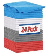 Shop Towels, Microfiber Cleaning Cloth Bulk, 24 Pack Microfiber Towels for Cars,
