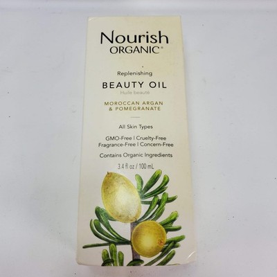 Nourish Organic Beauty Oil Moroccan Argan & Pomegranate Boxed New 3.4 oz