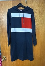 New Tommy Hilfiger Women Sweatshirt / Hoodie Dress Navy Size S