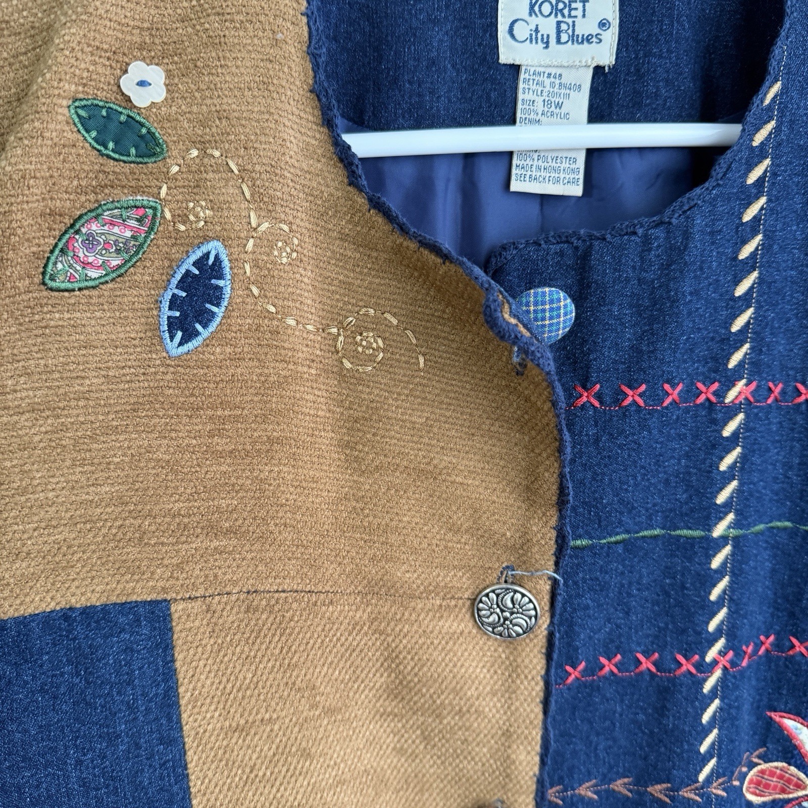 Koret City Blues Patchwork Embroidered Floral But… - image 3