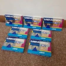 Lot 7 Memorex Dbs 90 Blank Audio Cassette Tapes Normal Position SEALED Colorful