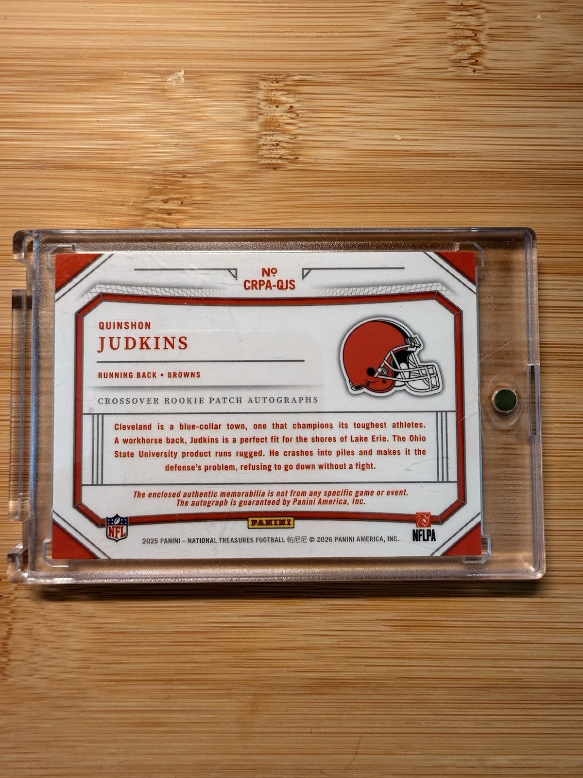 2025 Panini National Treasures - Rookie Card Patch Auto Quinshon Judkins /99 view 8
