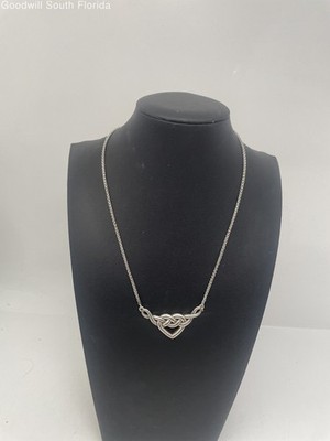 Brighton Silver Tone Heart Knot Pendant Necklace Women Jewelry 18 Inch