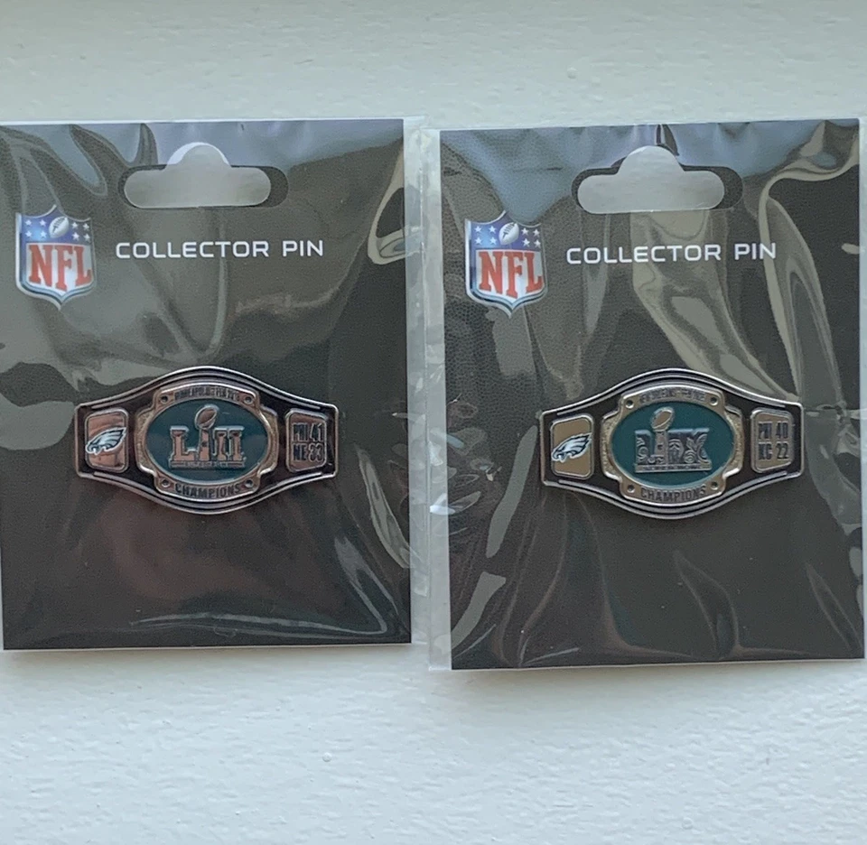 Philadelphia Eagles SUPER BOWL 52 59 WRESTLING BELT Team Exclusive Pin SET of 2 - Image 2 of 4