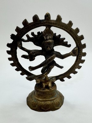 Old Vintage Lord Shiva Nataraja Bronze Hindu Statue Dancing Deity Sculpture 5''