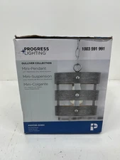 Progress Lighting Gulliver 1Light Brushed Nickel Pendant Weathered Gray Wood
