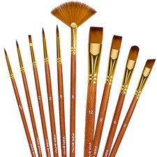 10Pcs Paint Brushes Set Nylon Hair Brush for Acrylic Painting Oil Watercolor Pai