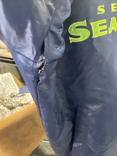 VINTAGE STARTER SEATTLE SEAHAWKS SATIN JACKET SIZE L NFL COAT - Picture 5 of 8