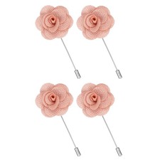 4Pcs Rose Lapel Pin for Men Camellia Satin Flower Lapel Pins Pink