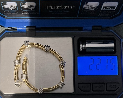 14k Yellow & White Gold Double Row Of Diamonds 6.75” Bracelet 22.15g - Picture 12 of 15