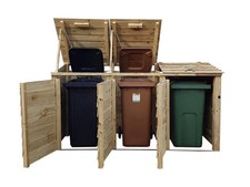 Wooden Wheelie Bin Store, Natural Finish