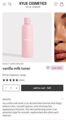 Kylie Skin Vanilla Milk Toner 8floz Vegan, Gluten-Free, Alcohol-Free