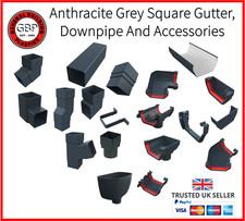 PVC Anthracite Grey Square Freeflow Guttering, Downpipe And Drainage Connectors