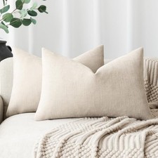 Pack of 2 Soft Textured Throw Decorative 20" x 12" Pack of 2 Light Beige