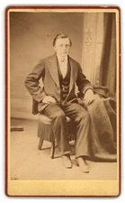 Antique Cdv Circa 1870s C.b. Manville Handsome Man In Suit Neenah Wisconsin