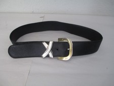 Vintage Womens Paloma Picasso Belt Black Gold Brass Size Small / 70