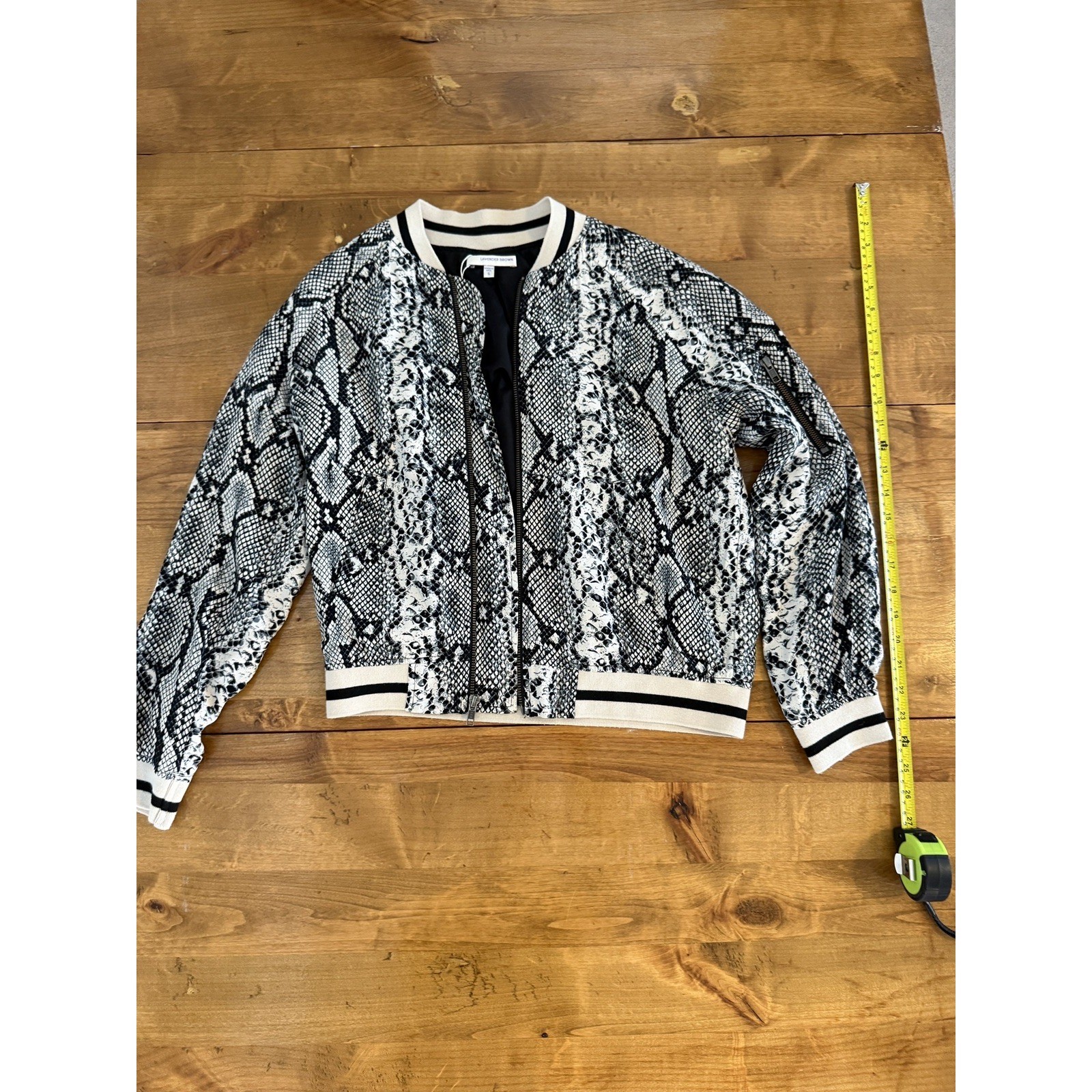LAVENDER BROWN Small Python Snake Print Bomber Ja… - image 3