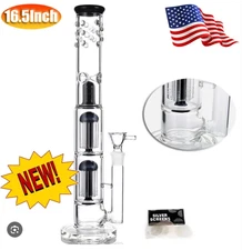 16" Heavy Glass Bong Hookah Tree Dome Percolator Bubber Water Pipe 18mm Bowl