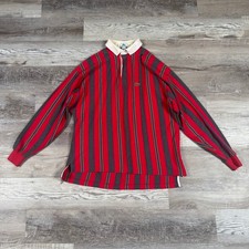 Camicia rugby Lacoste vintage anni 90 righe rosse cotone preppy USA grande