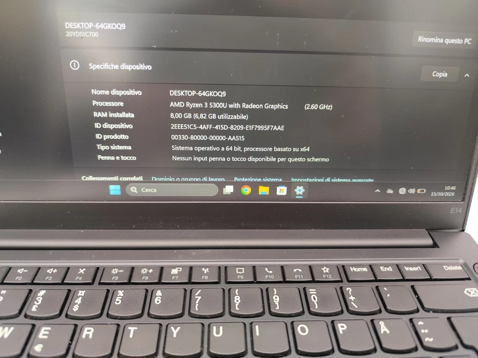 Lenovo ThinkPad E14 G3 · Ryzen 3 5300U · 8GB · 256GB, foto 4 di 5