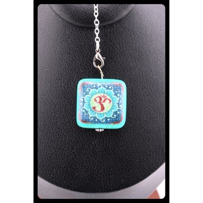 Turquoise Om Symbol Pendant Necklace Charm Yoga Zen Spiritual